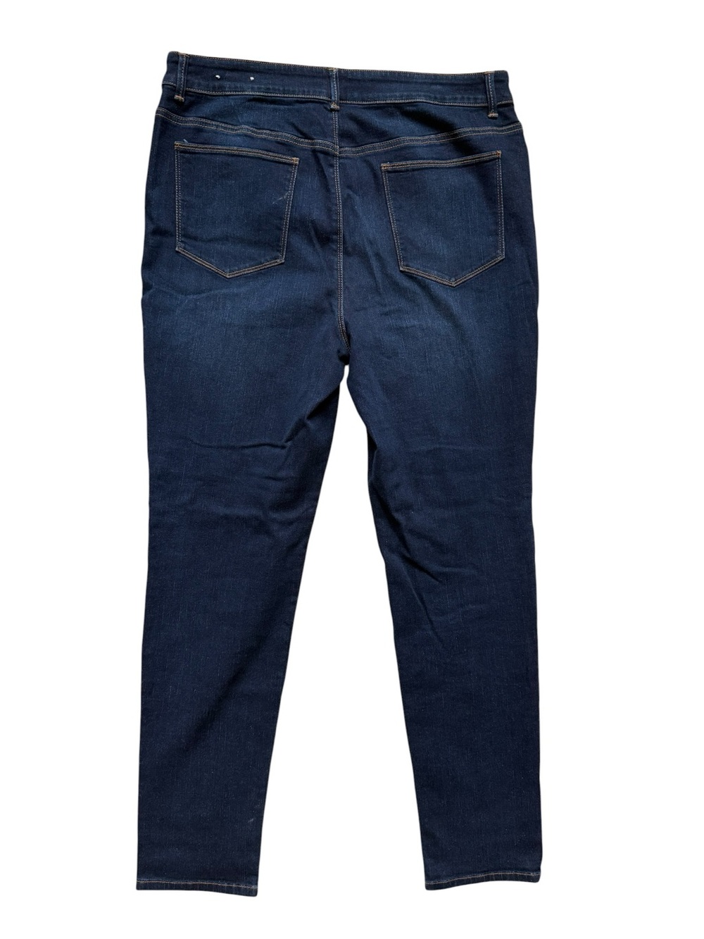 Chico’s the Platinum Jegging Dark Denim Wash Metallic Bronze Foil Stamp Large 12 - Picture 7 of 8
